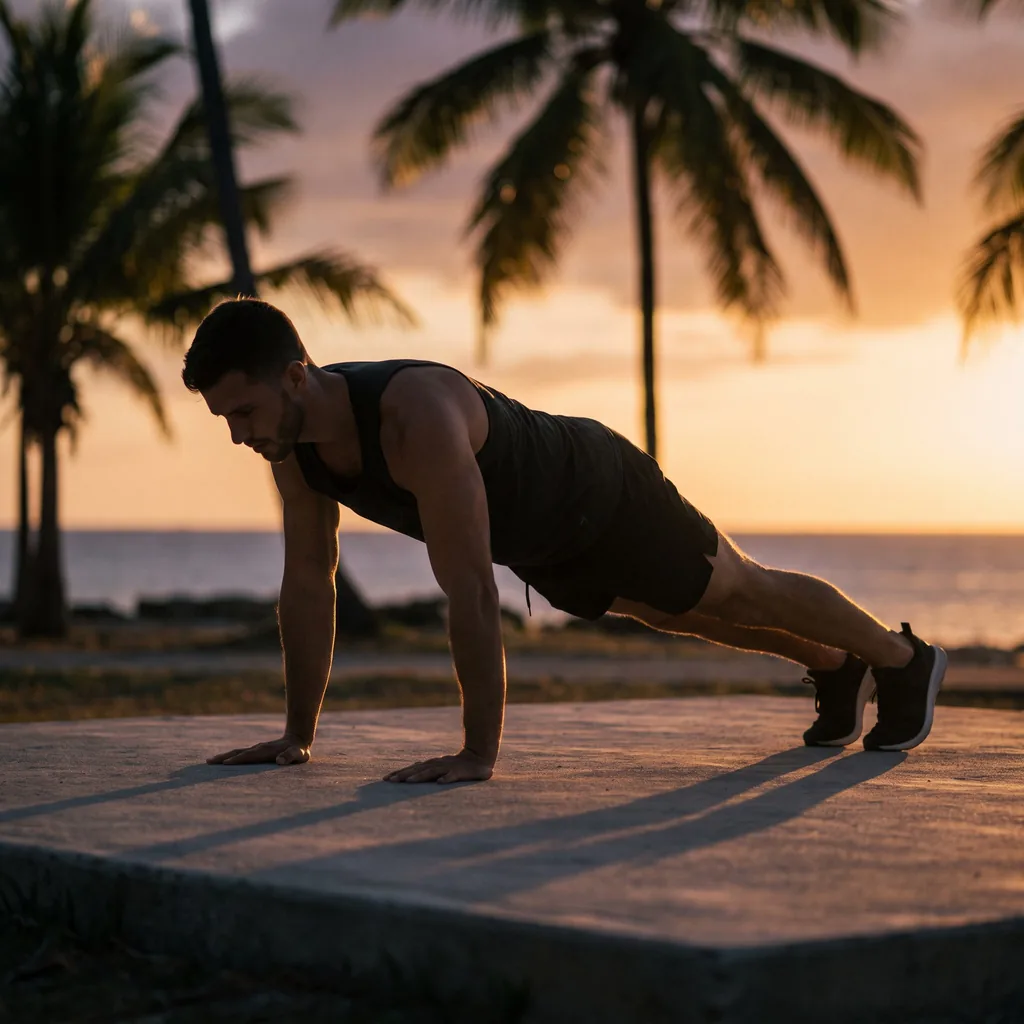 Burpees con técnica correcta en un parque de calistenia
